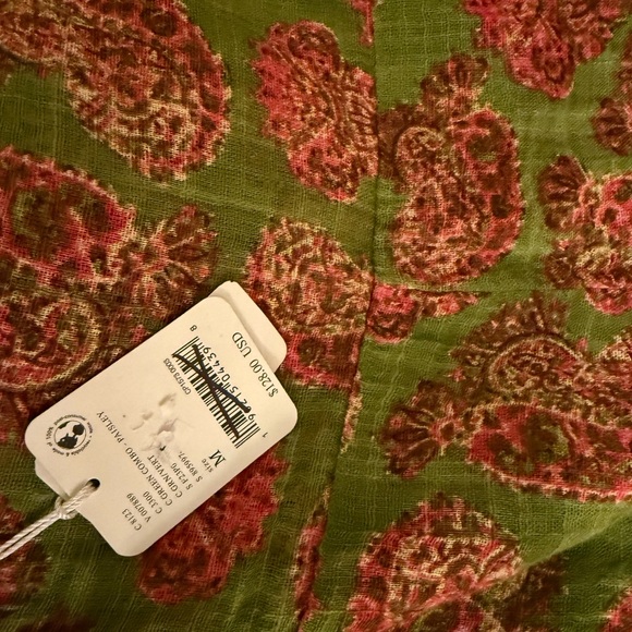 NWT Free People One Good Day WideFloral Wide-Leg Pants in Green and Pink - Picture 5 of 6